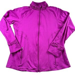 SPANX Purple Full Zip Athletic‎ Jacket Hoodie Ruched Cuffs Thumbholes XLarge